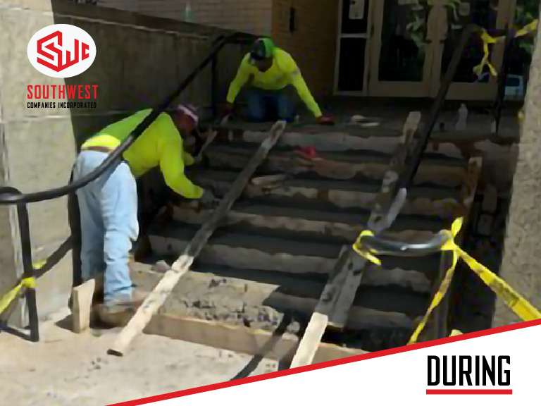 Concrete Stairwell Repair DURING