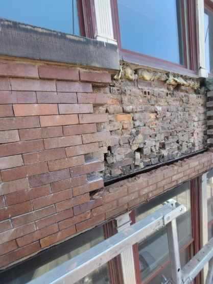Cleveland office building commercial tuckpointing DURING