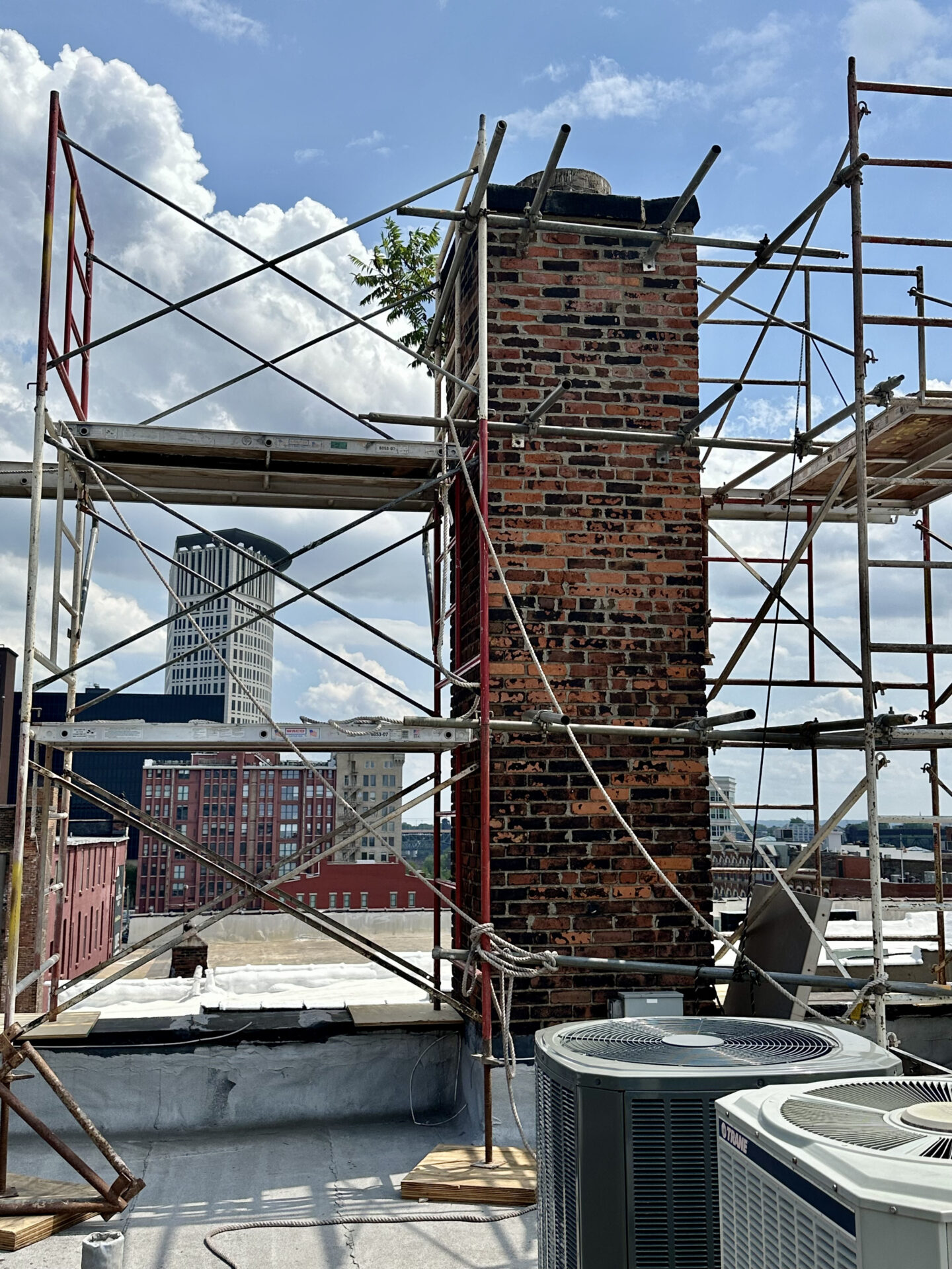 Cleveland office building commercial tuckpointing BEFORE