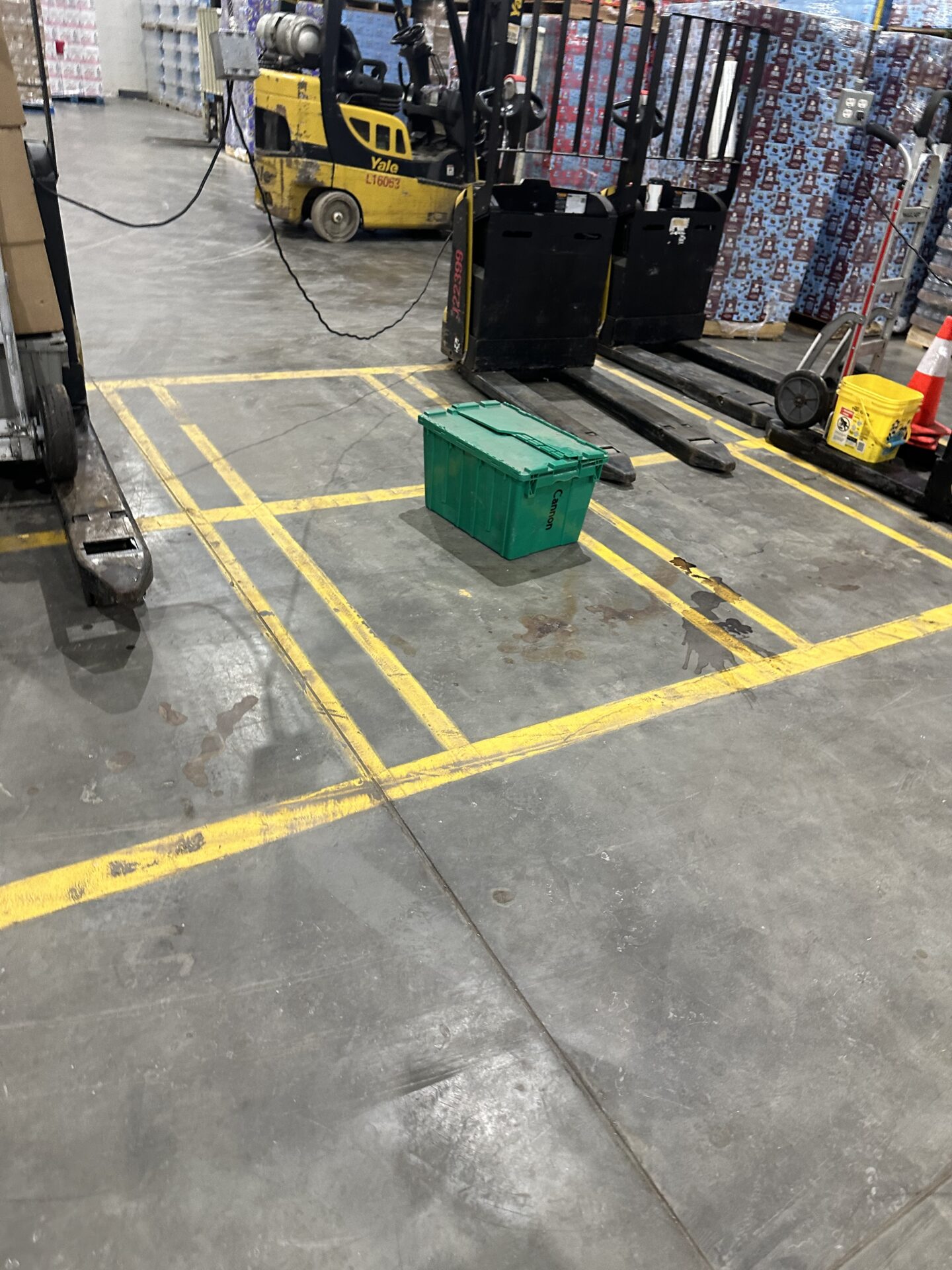 Warehouse interior painting at Dr. Pepper Snapple Group BEFORE