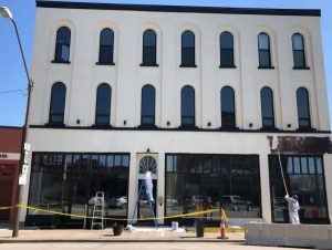 Southwest Companies sealing the exterior of a commercial building in Cleveland’s Hingetown neighborhood.