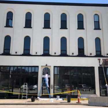 Southwest Companies sealing the exterior of a commercial building in Cleveland’s Hingetown neighborhood.